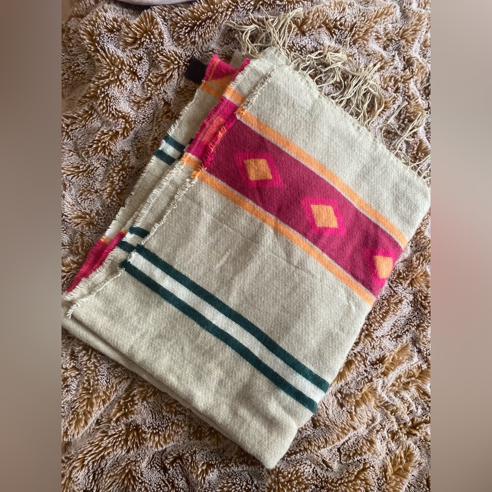 Colorful Striped H&M serape blanket scarf or beach towel